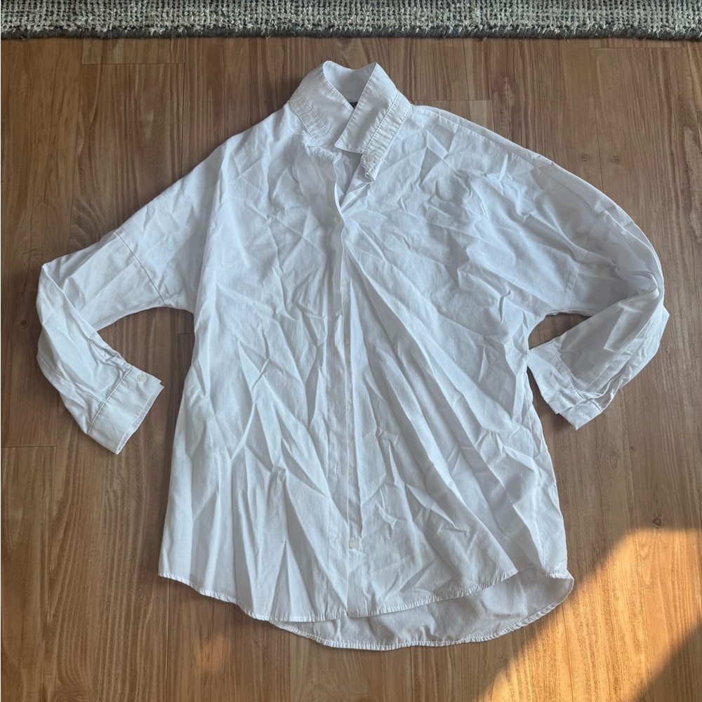 White Casual Button Down Shirt with Long Sleeves